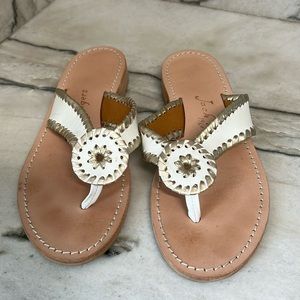 JACK ROGERS “RO” SANDAL White & gold